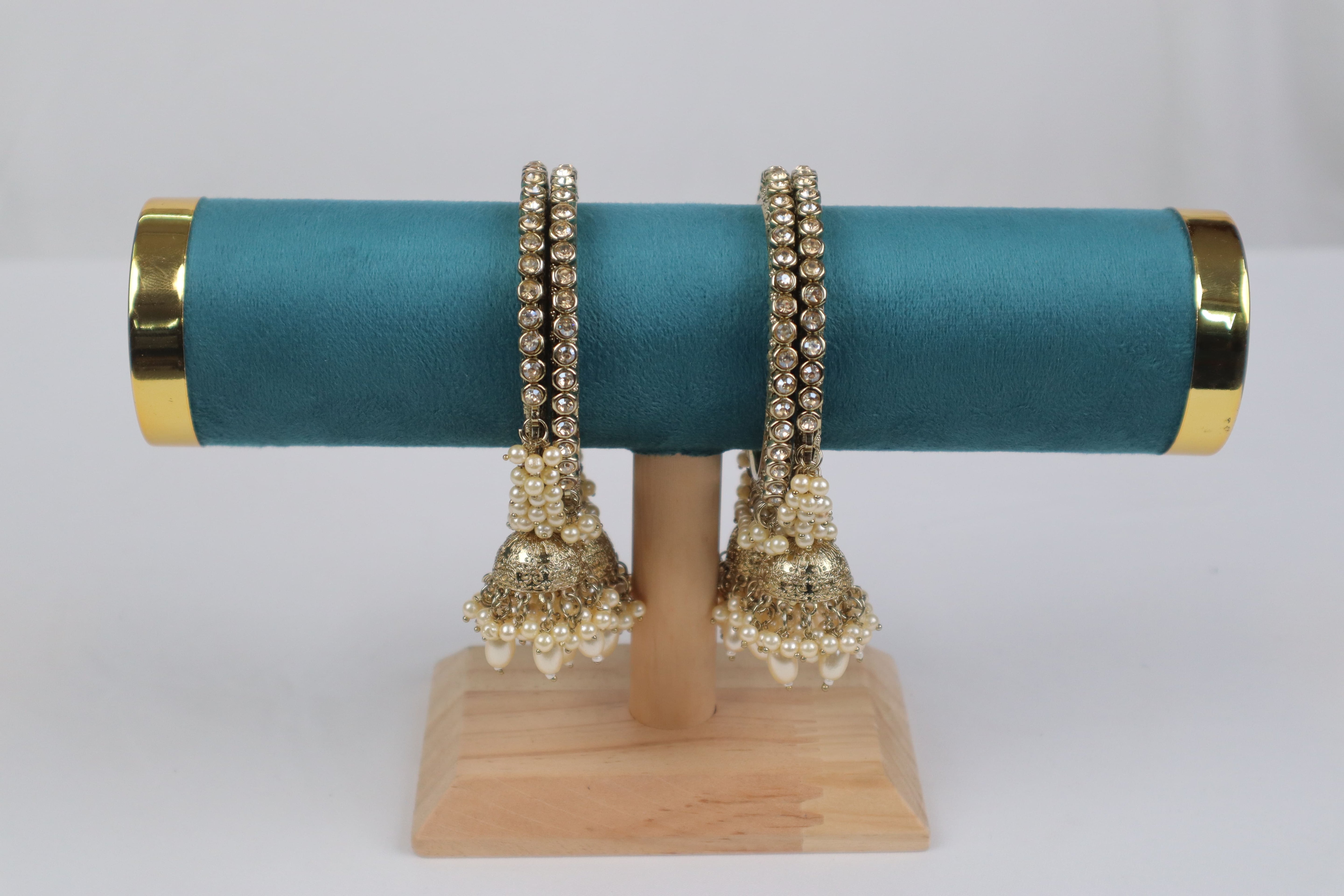 Royal Antique Jhumki Bangles with Pearl Clusters