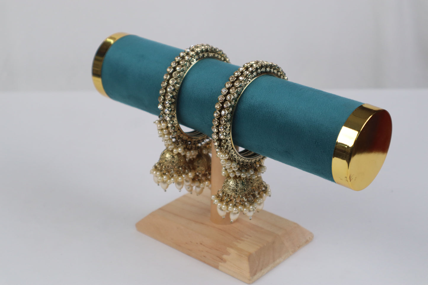Royal Antique Jhumki Bangles with Pearl Clusters