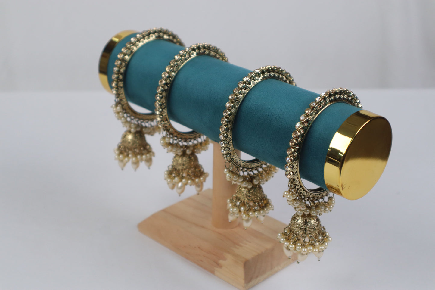 Royal Antique Jhumki Bangles with Pearl Clusters