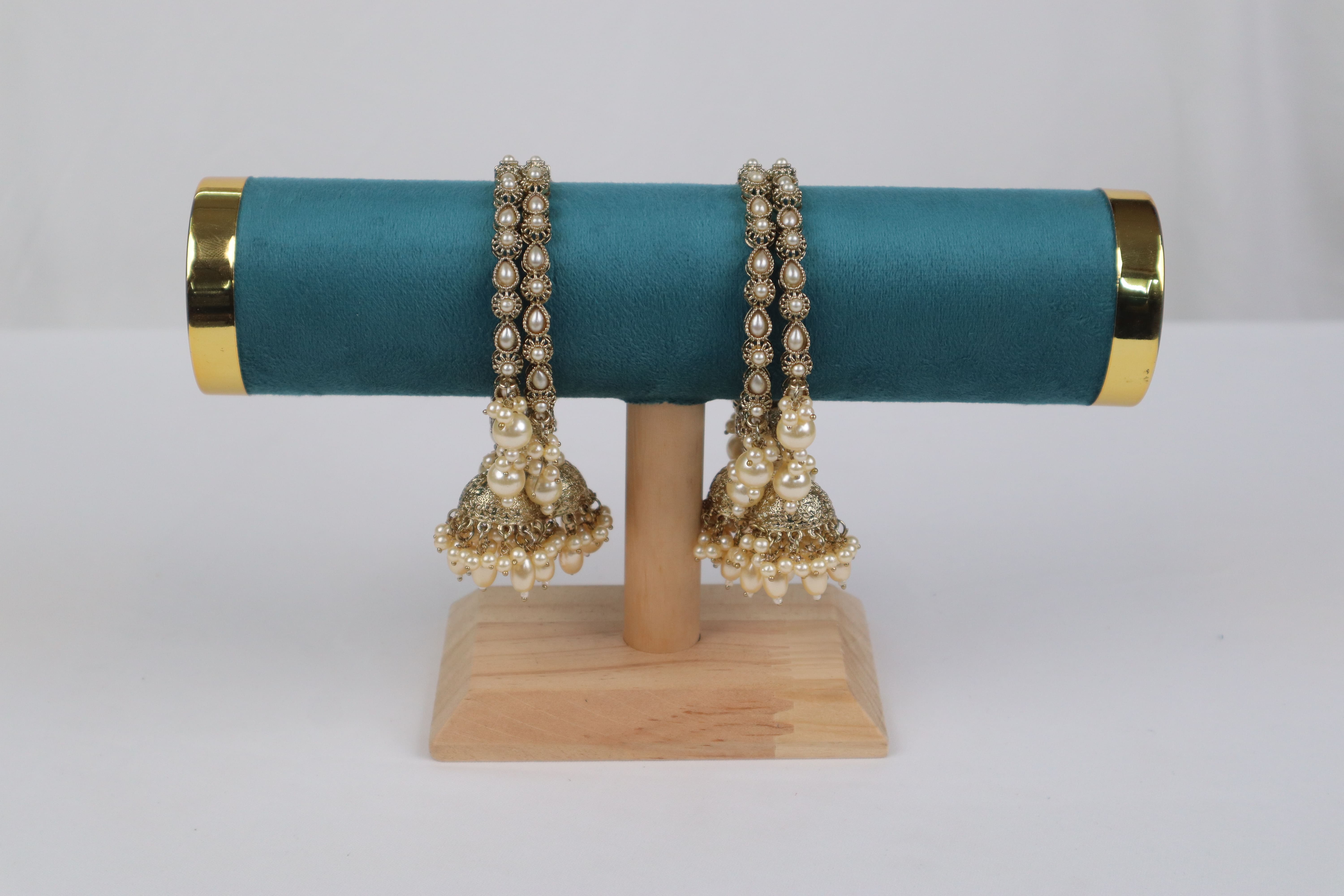 Antique Gold Pearl Jhumki Bangles