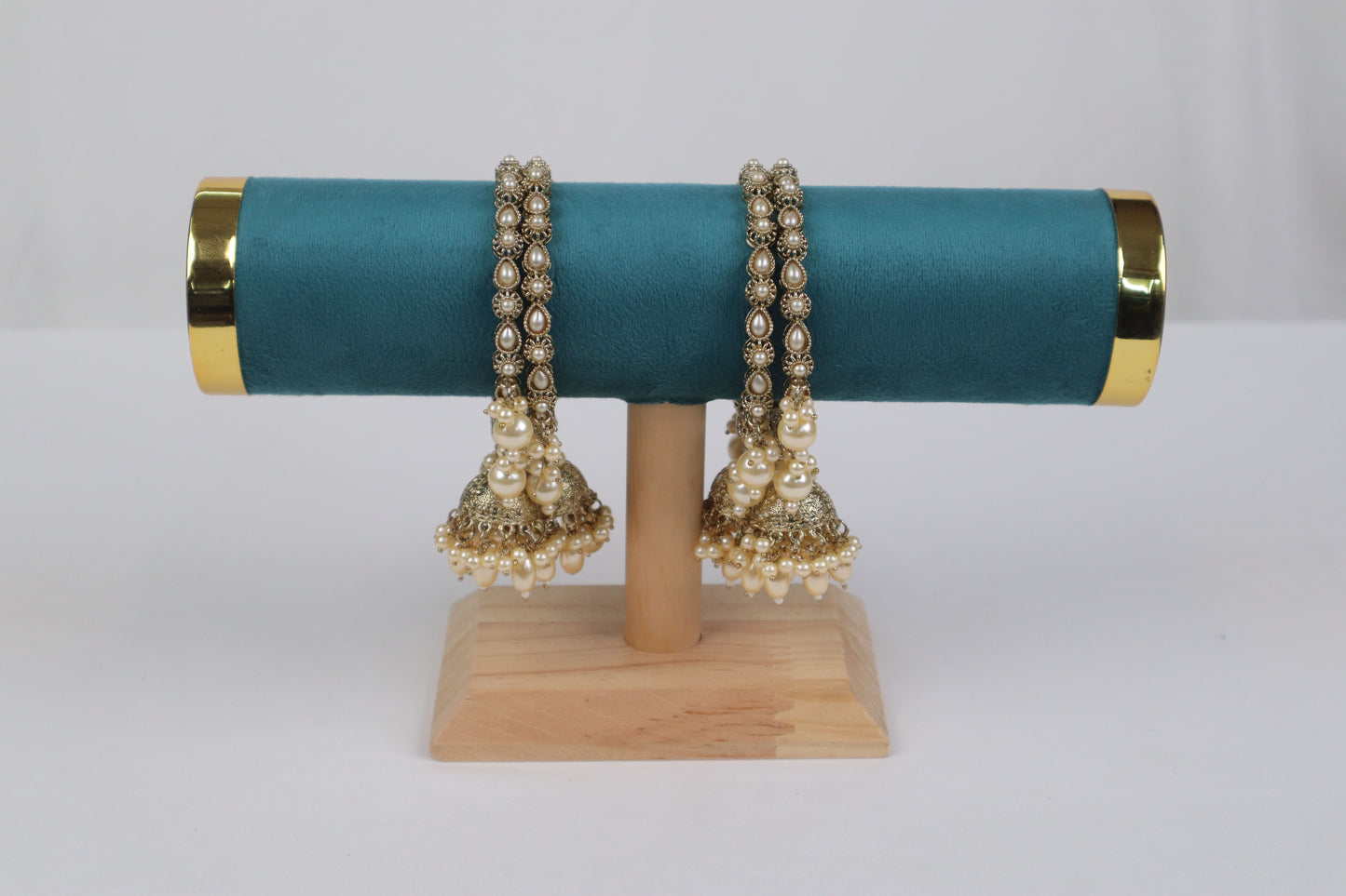 Antique Gold Pearl Jhumki Bangles