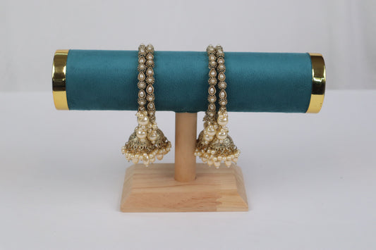 Antique Gold Pearl Jhumki Bangles