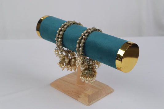 Antique Gold Pearl Jhumki Bangles