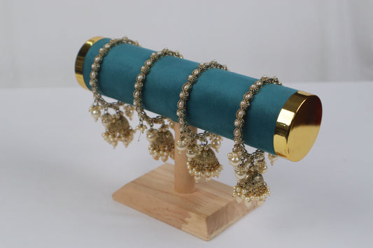 Antique Gold Pearl Jhumki Bangles