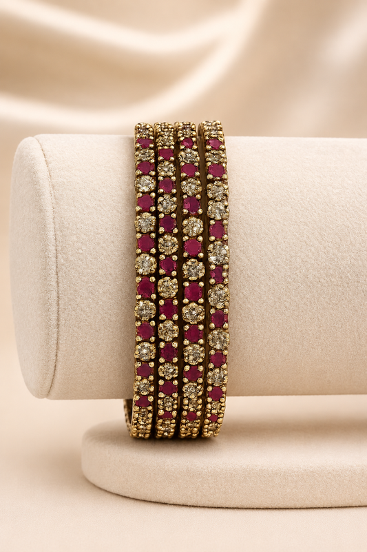 Regal Ruby Victorian Bangles Set