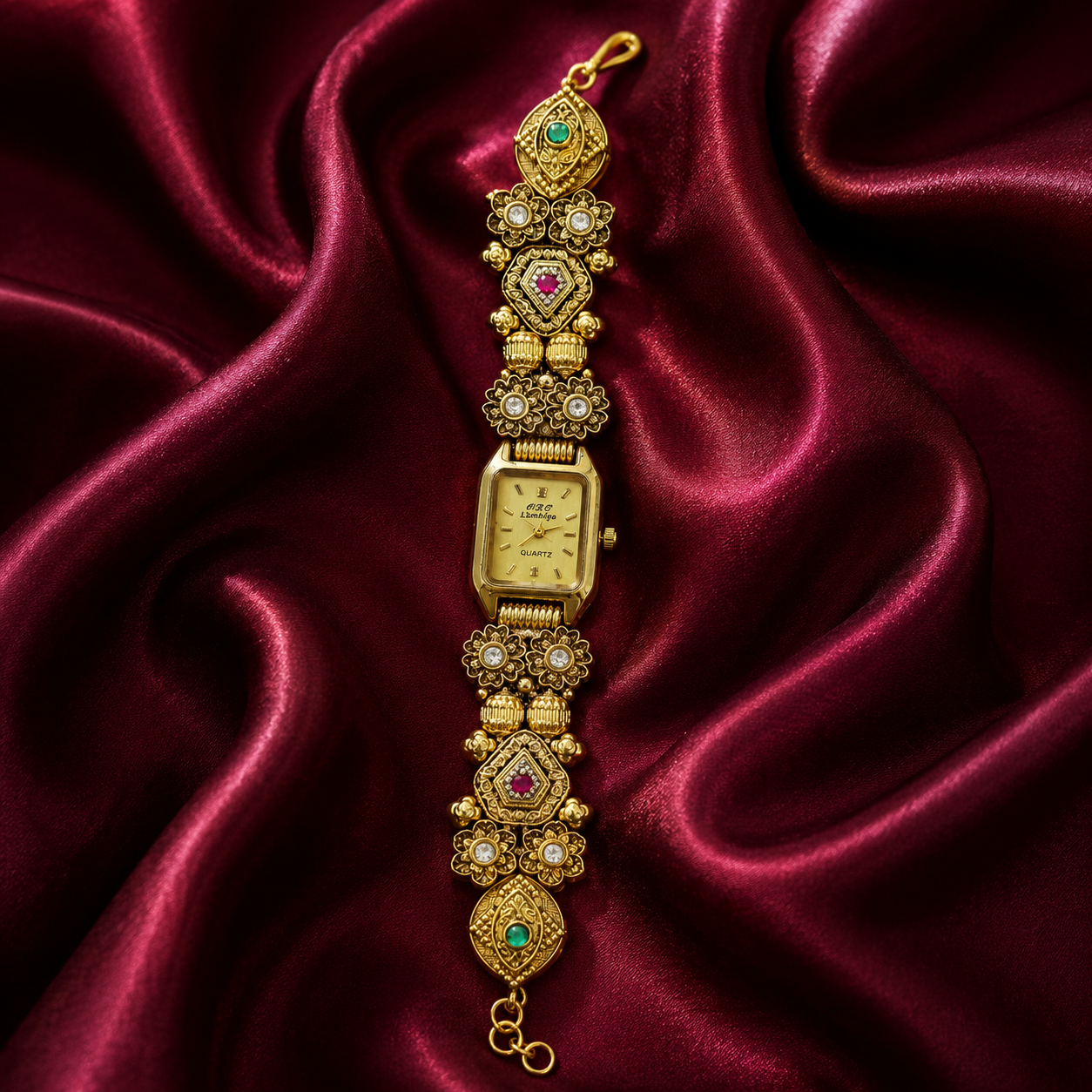 Emerald Polki Kundan Bridal Watch
