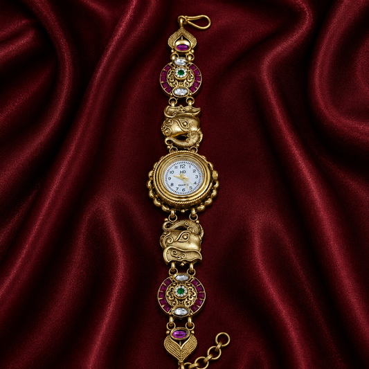 Peacock Motif Antique Bridal Watch