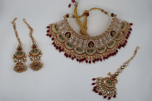 The 'Chandbali Ruby' Kundan Bridal Set