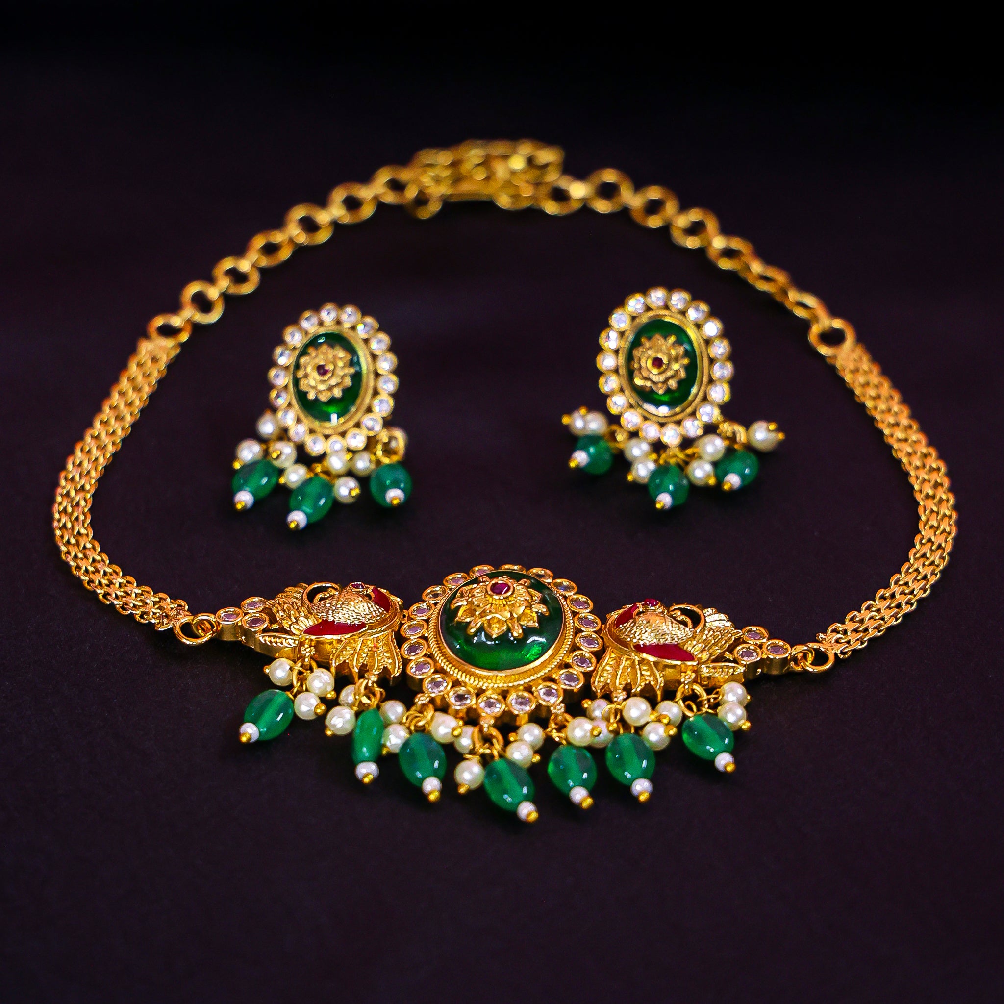 The Emerald Peacock Choker Set