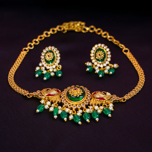 The Emerald Peacock Choker Set