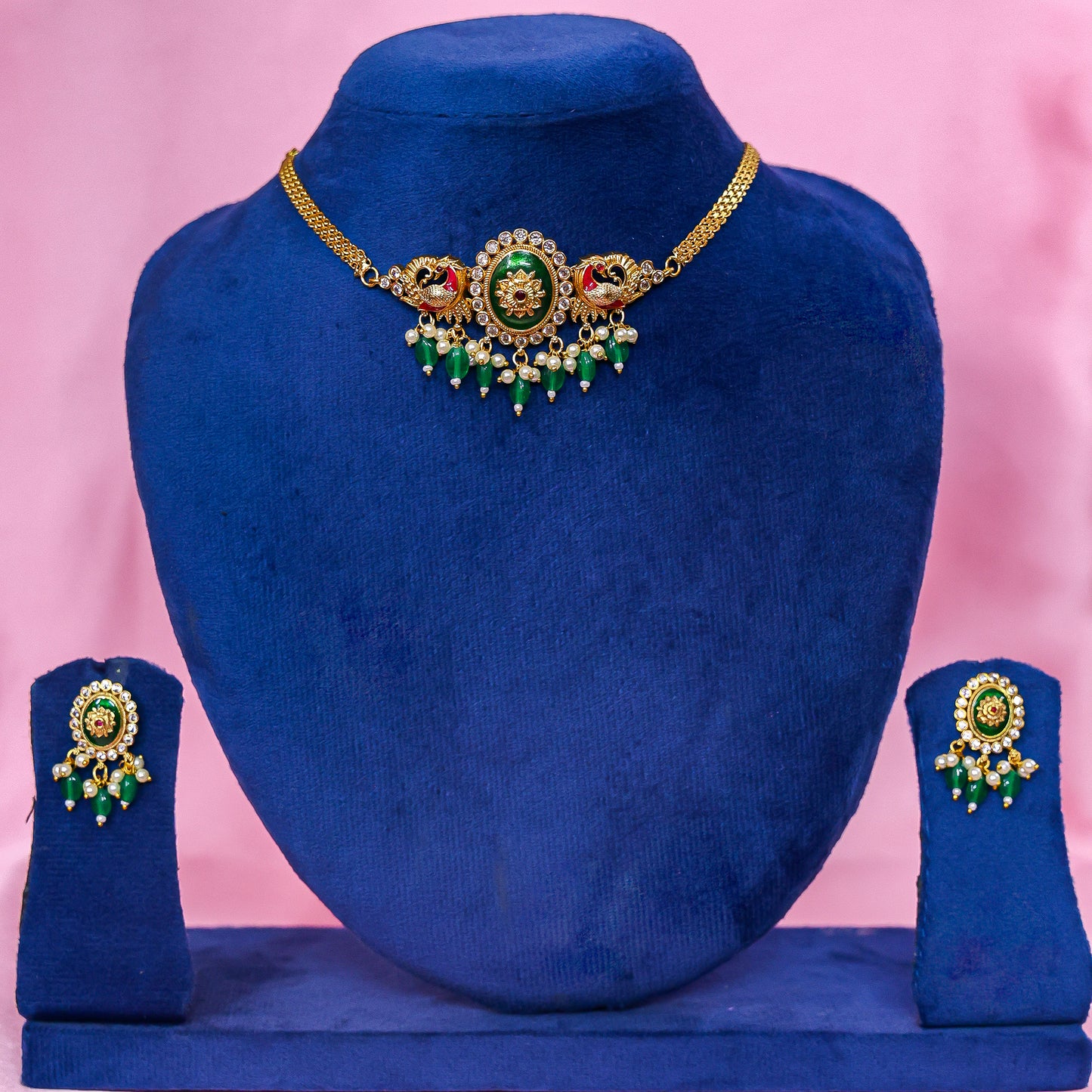 The Emerald Peacock Choker Set