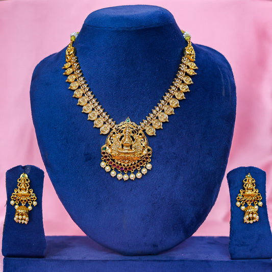 Divine Swarna Lakshmi Pendant & Jhumka Duo