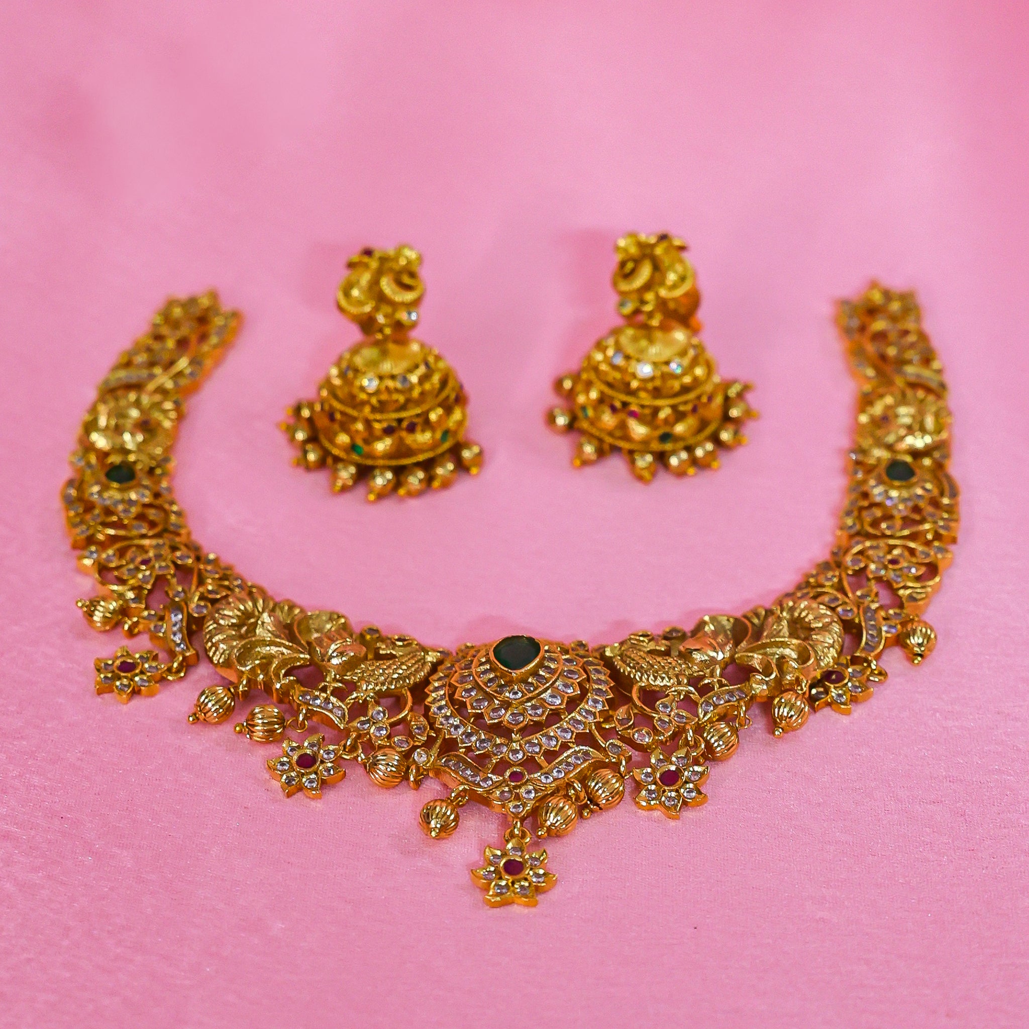 The Mayura Emerald Guttapusalu Set