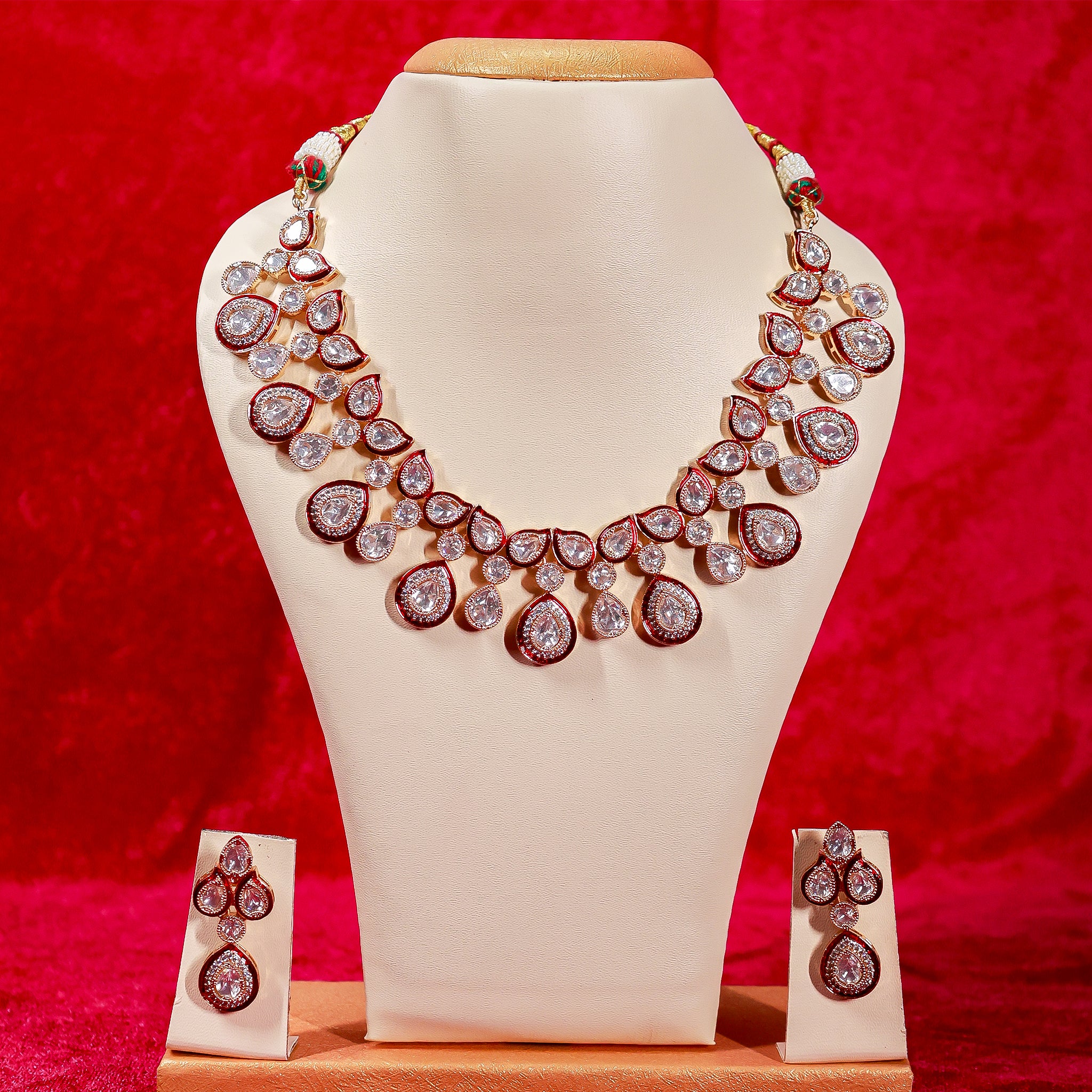 Royal Meenakari Pear-Cut Necklace