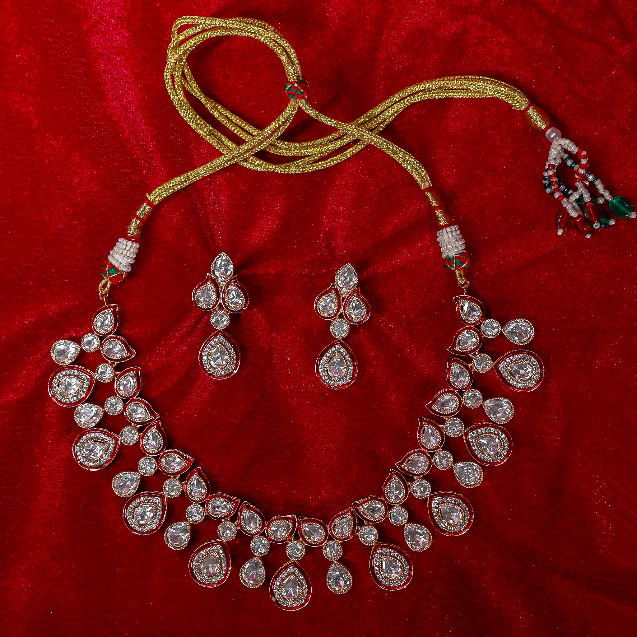 Royal Meenakari Pear-Cut Necklace