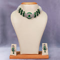 Regal Emerald Green & Pearl Choker Necklace Set