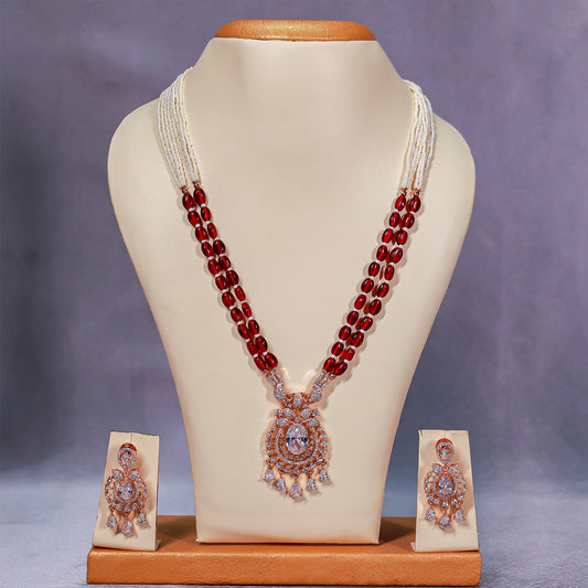 Regal Berry Pink Beaded Necklace Set