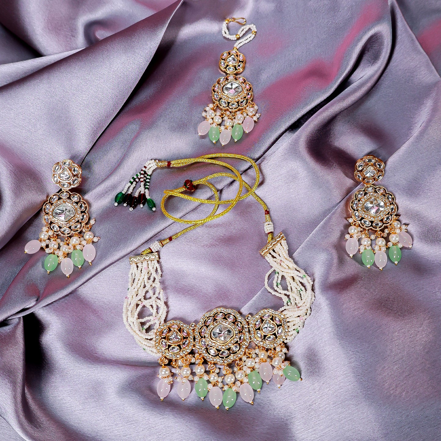 The Pastel Dual-Tone Polki Choker Set