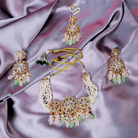 The Pastel Dual-Tone Polki Choker Set