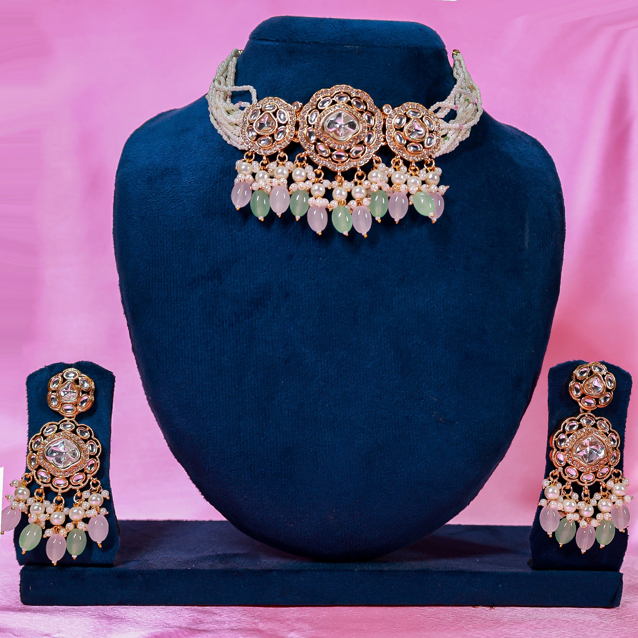 The Pastel Dual-Tone Polki Choker Set