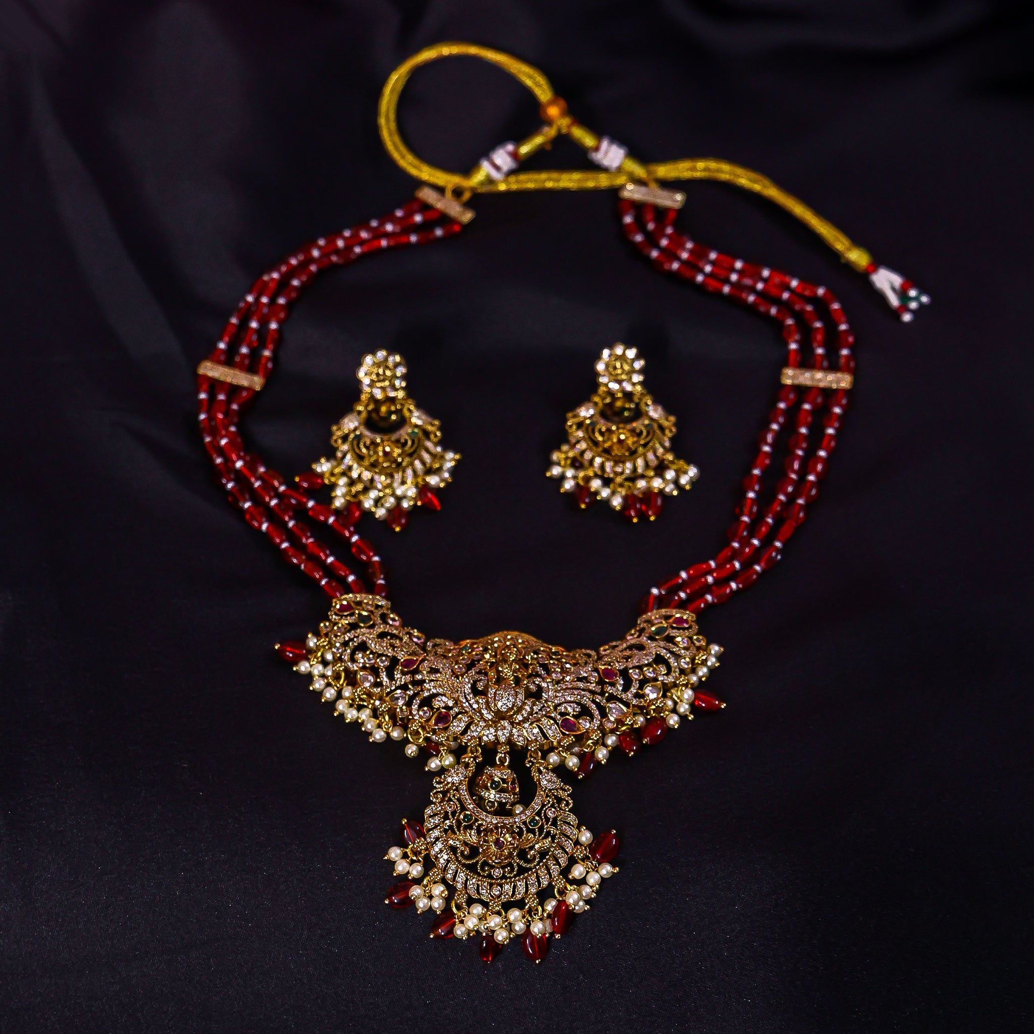 The Vasundhara Beaded Lakshmi Necklace Set