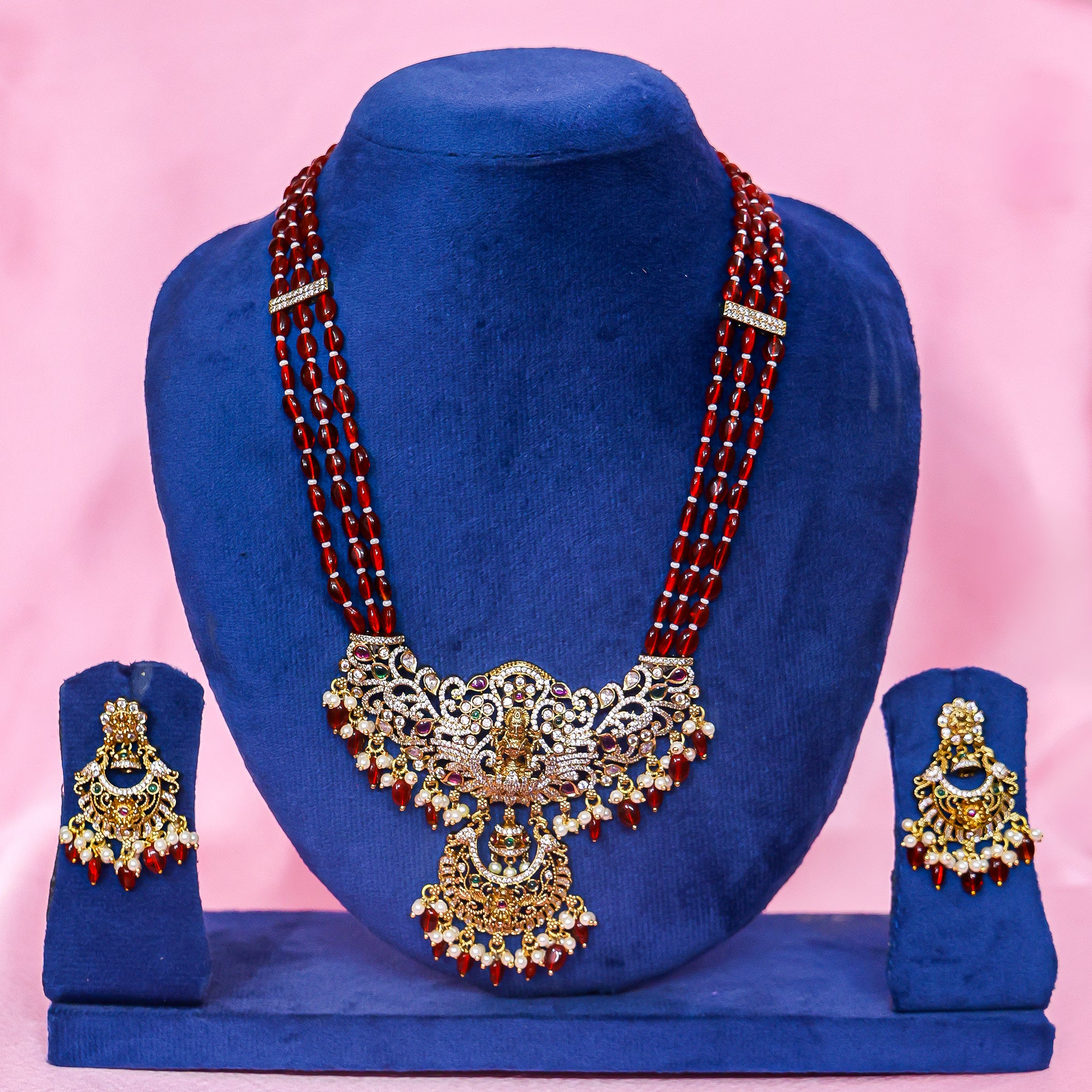 The Vasundhara Beaded Lakshmi Necklace Set