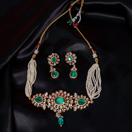 The Emerald Oval Polki Choker Set