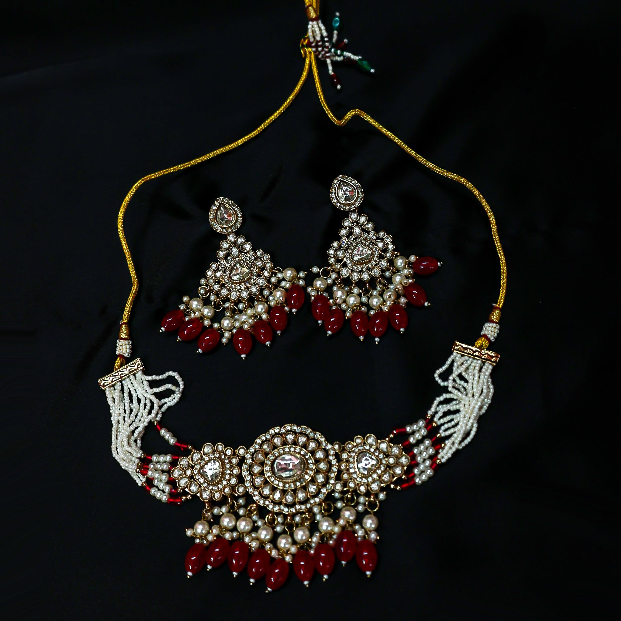 The Heritage Ruby Droplet Polki Choker Set