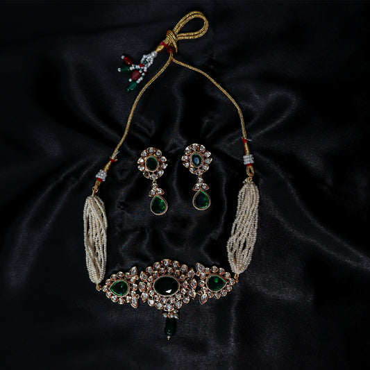 The Emerald Oval Polki Choker Set