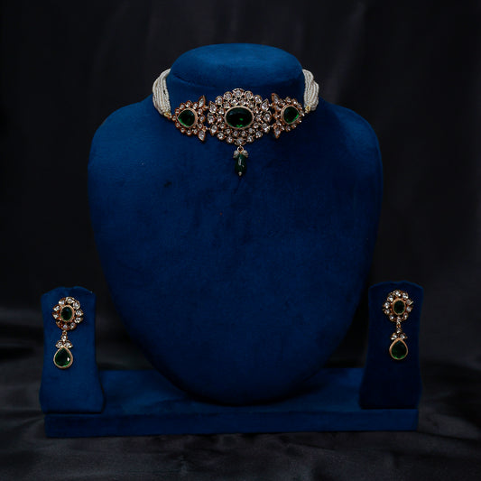 The Emerald Oval Polki Choker Set