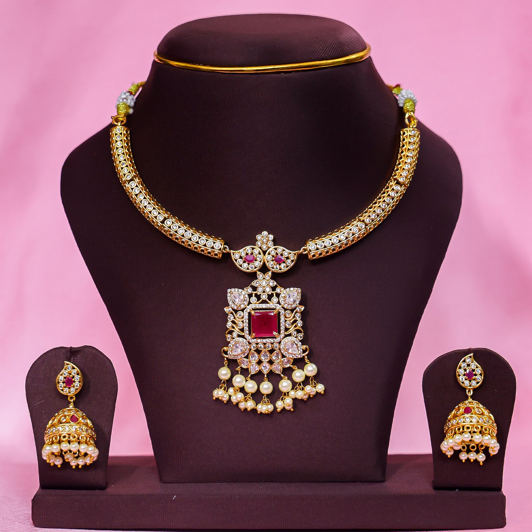 The Rajbari Ruby Choker Set