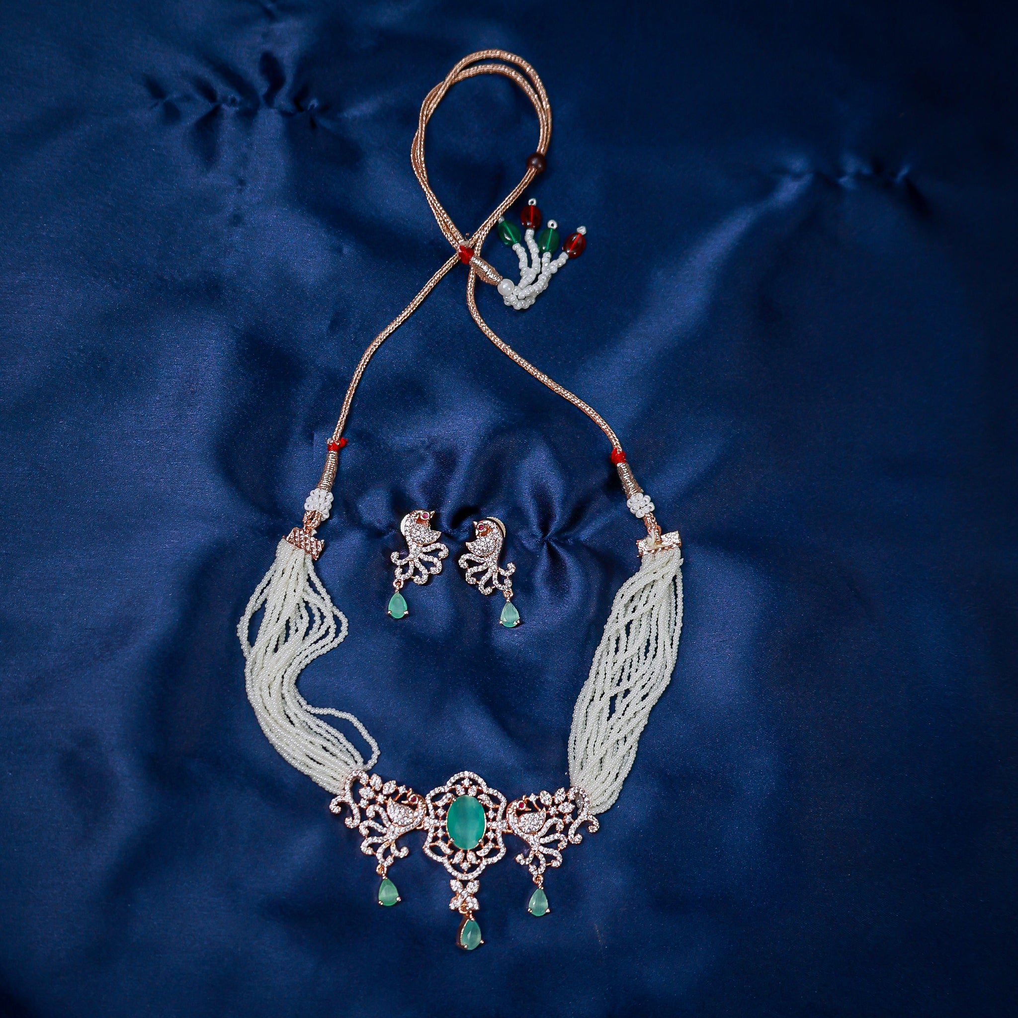 Mint/Teal Quartz Peacock Choker Set