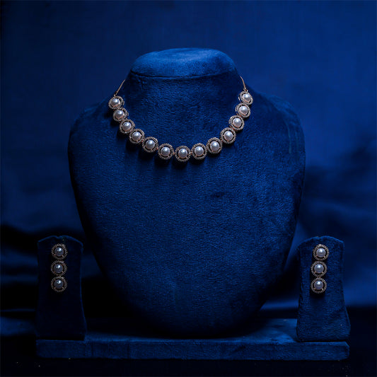 The Contemporary Pearl & Diamond Look Cluster Set