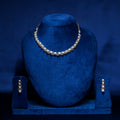 he Pearl & CZ Leaf Motif Choker Set