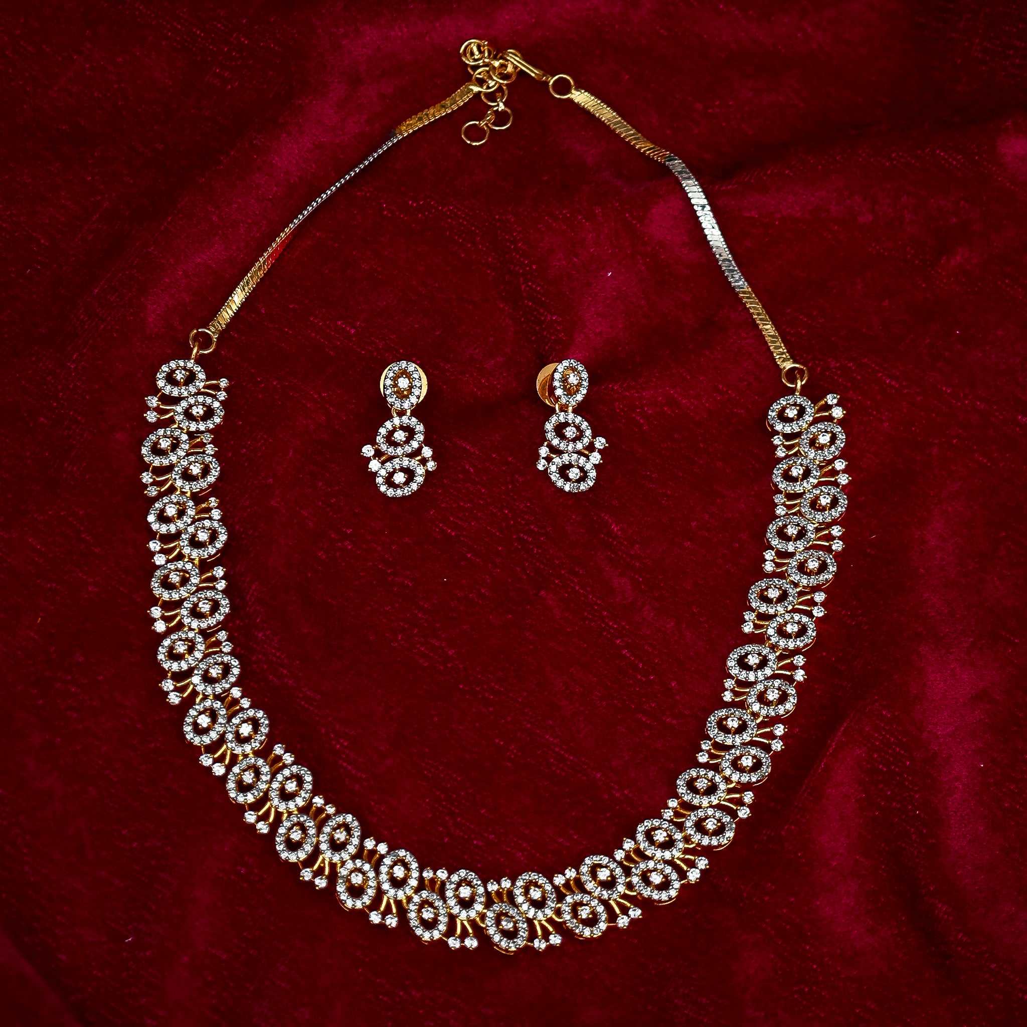 The Victorian Scroll American Diamond Choker Set