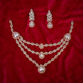 The Cascading Three-Layer American Diamond Necklace Set