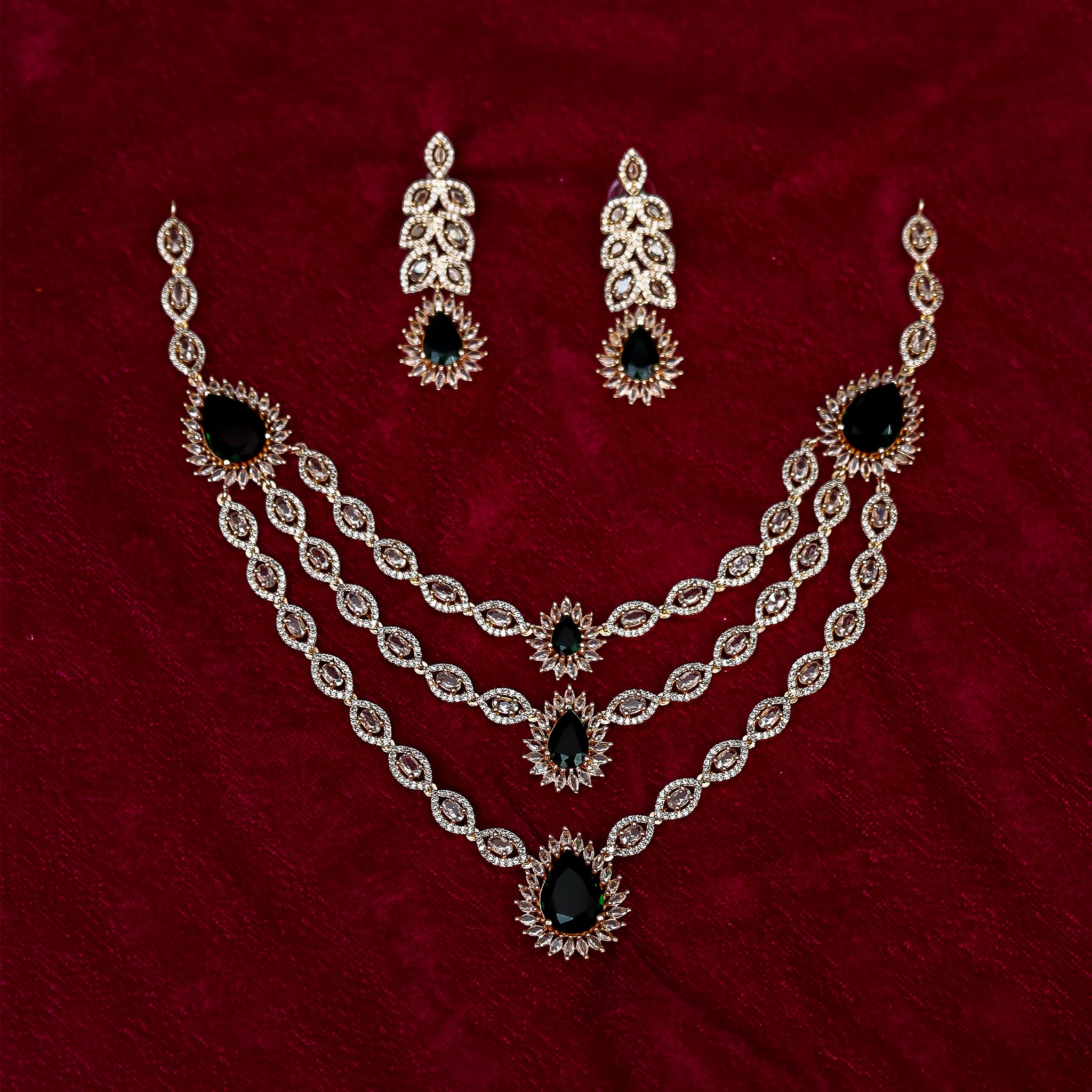 The Dark Green Starburst Regal Statement Set