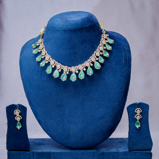 Teal Quartz Drop Statement Necklace Set