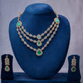 The Emerald Green Cascading Three-Layer Diamond Necklace Set