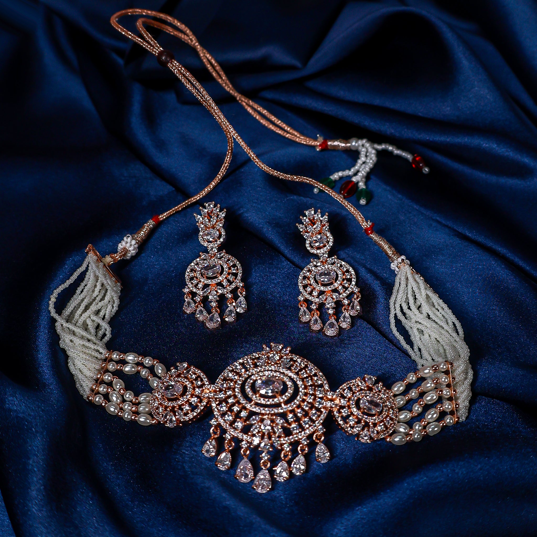 Bridal CZ Medallion Choker Set