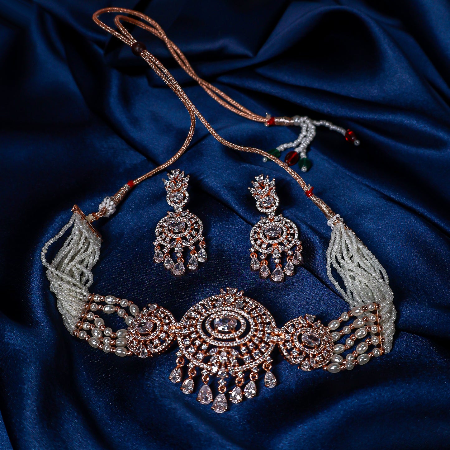 Bridal CZ Medallion Choker Set