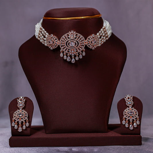 Bridal CZ Medallion Choker Set