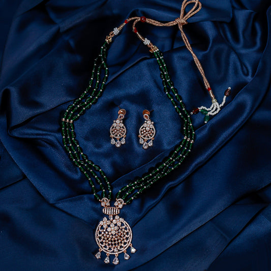 Regal Emerald Green Beaded Necklace Set