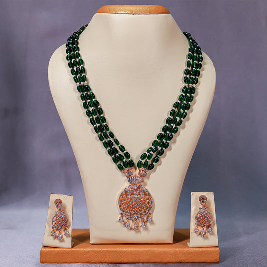 Regal Emerald Green Beaded Necklace Set