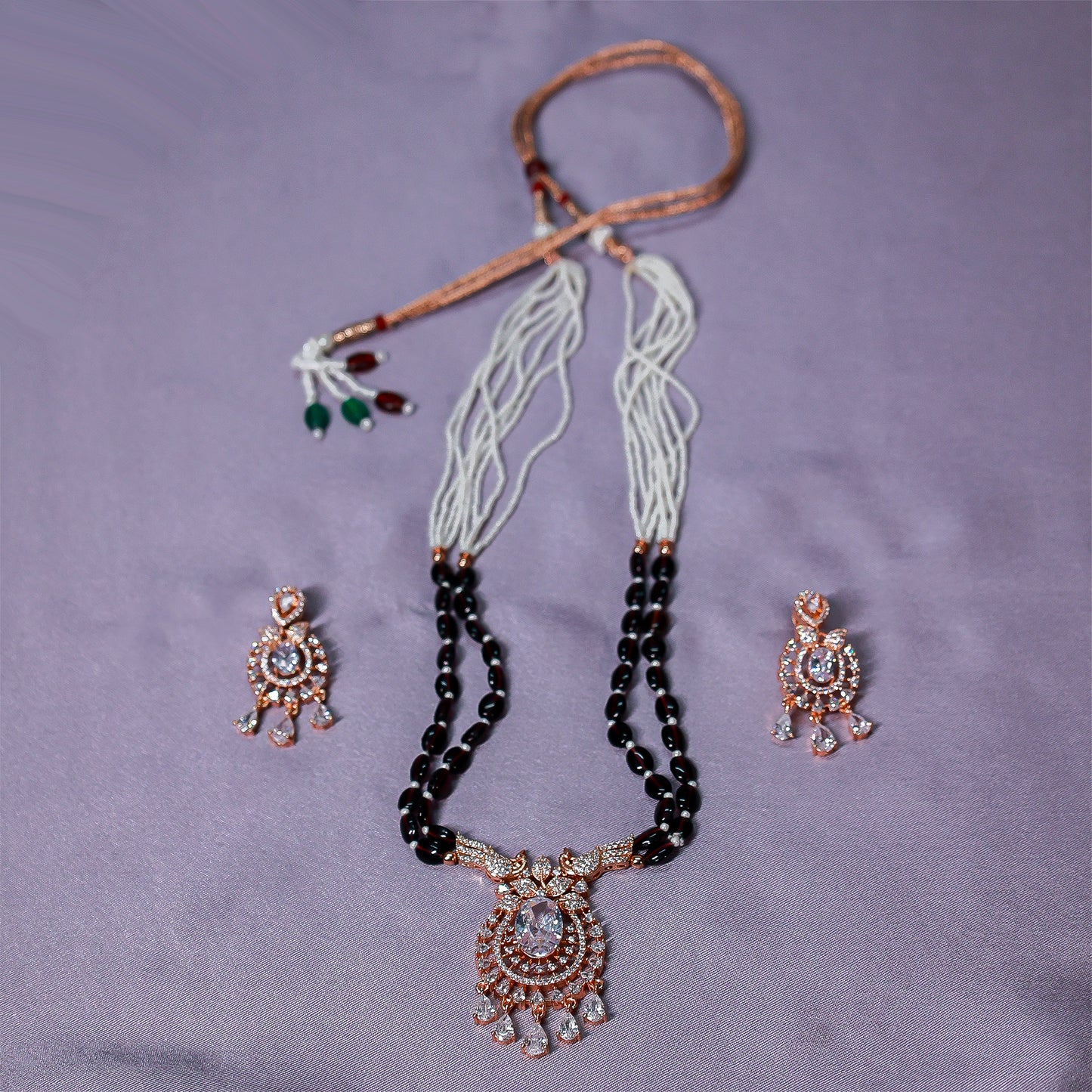 Regal Onyx-Tone Beaded Necklace Set