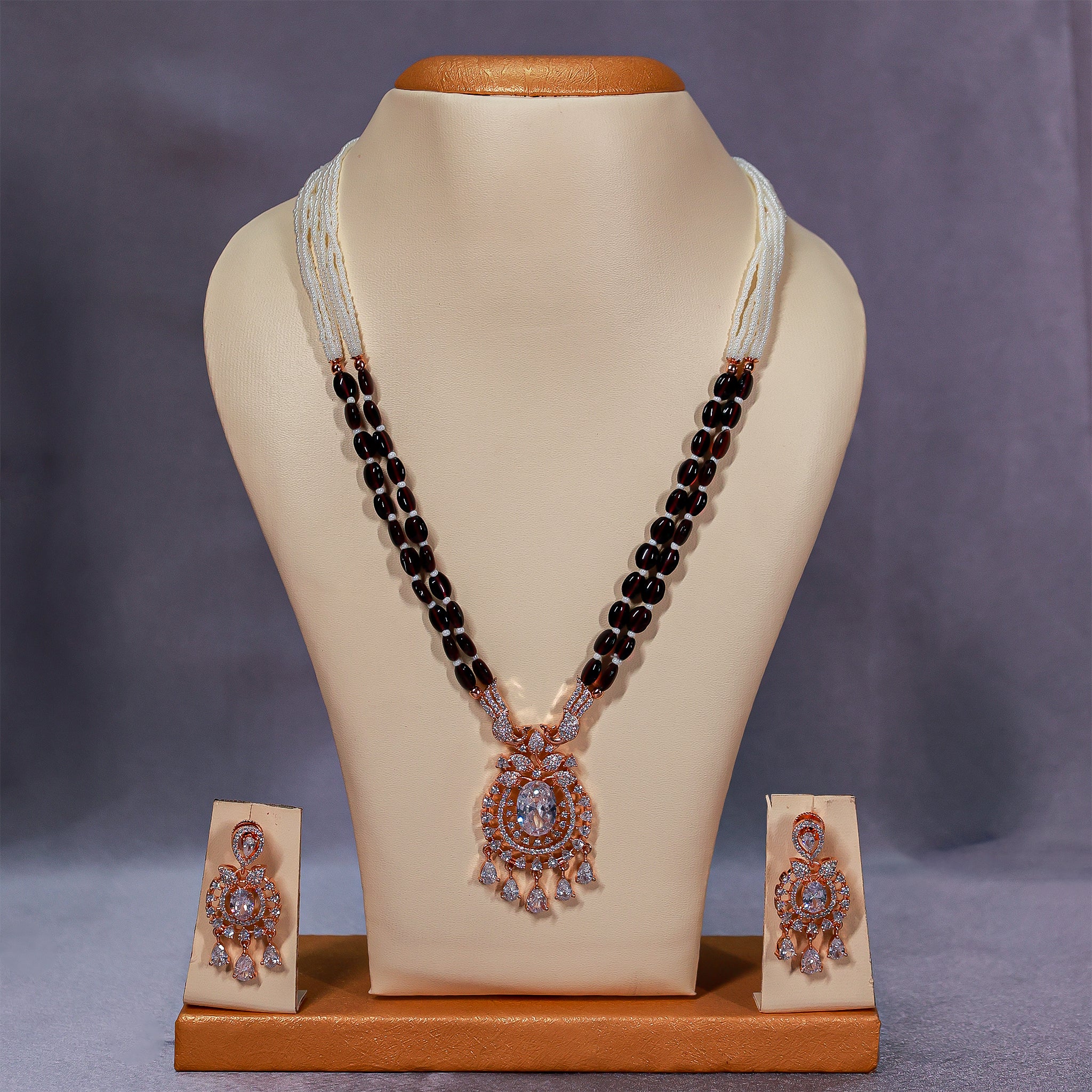 Regal Onyx-Tone Beaded Necklace Set
