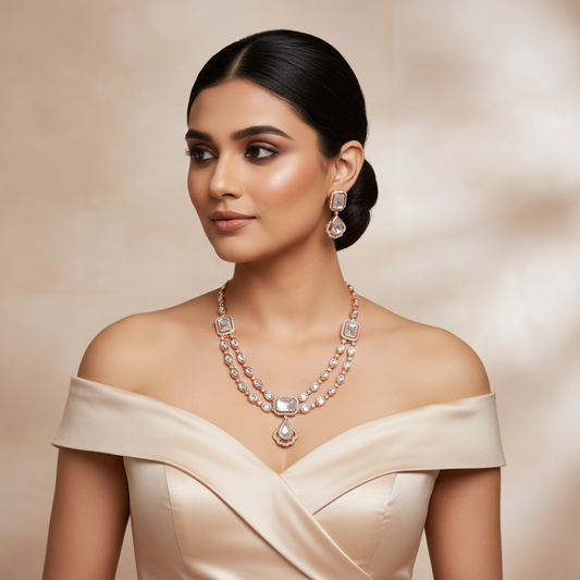 Emerald-Cut Radiance Necklace - Model Shot