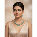Teal Quartz Drop Statement Necklace Set