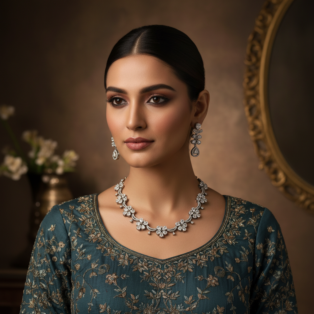 Delicate Victorian Necklace - Model Shot