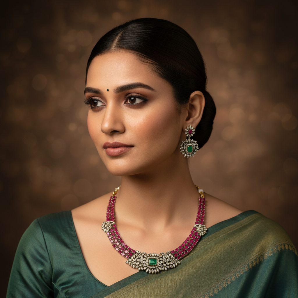 Virasat Polki Necklace - Model Shot